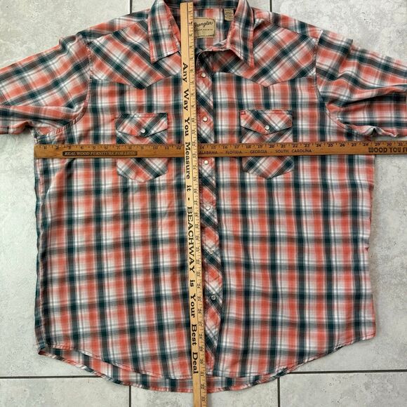 VTG Wrangler Western Plaid Short Sleeve Button-Down Size XXL Shirt - Picture 5 of 5